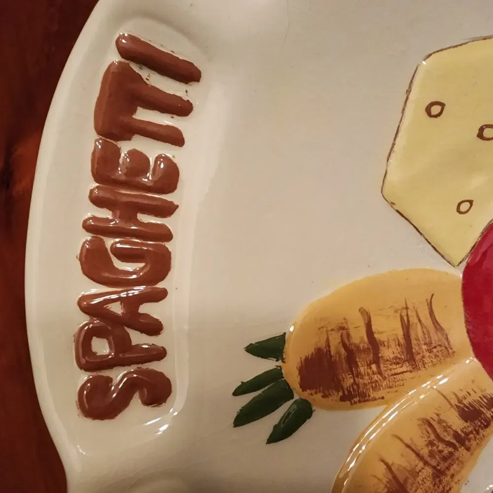 Ceramic Pasta Bowl Veggies Handpainted